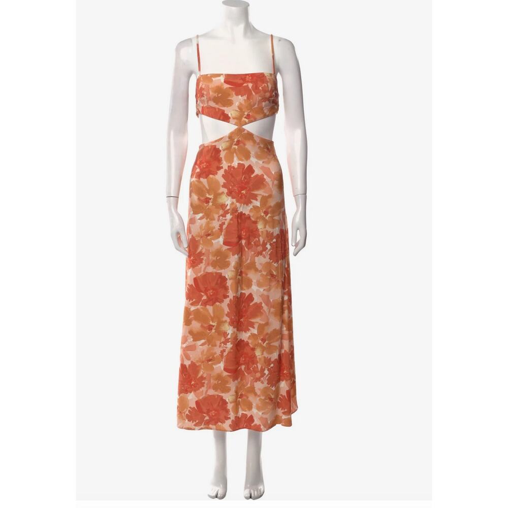 Significant Other Orange Floral Print Long Dress Sz 8